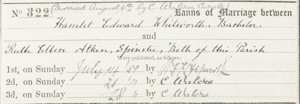 Hamlet Edward Whitworth - Ruth Ellen Atkin Banns