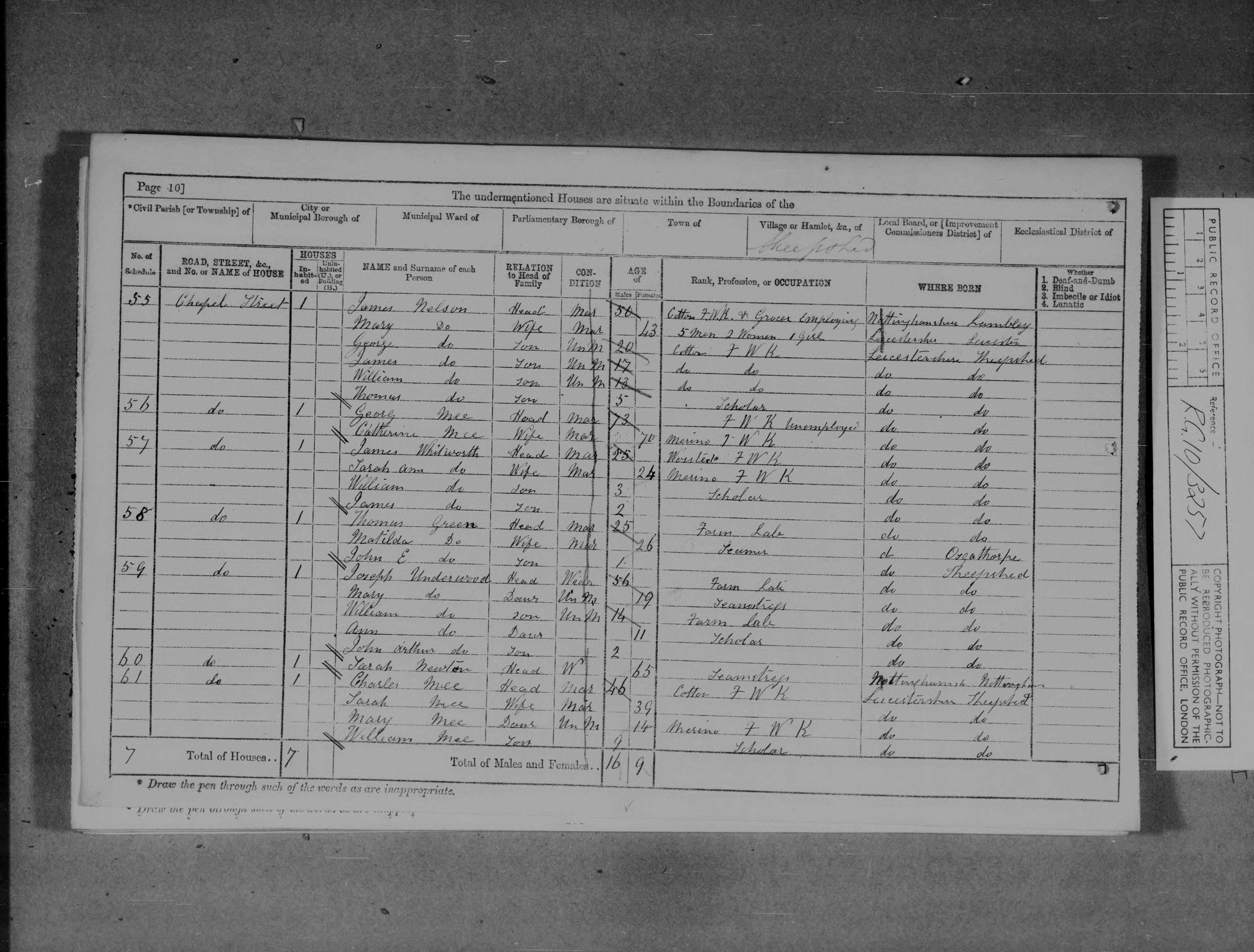 James Whitworth - Sarah Ann 1871 Census