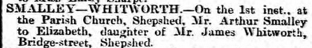 Arthur Smalley - Elizabeth Whitworth Wedding